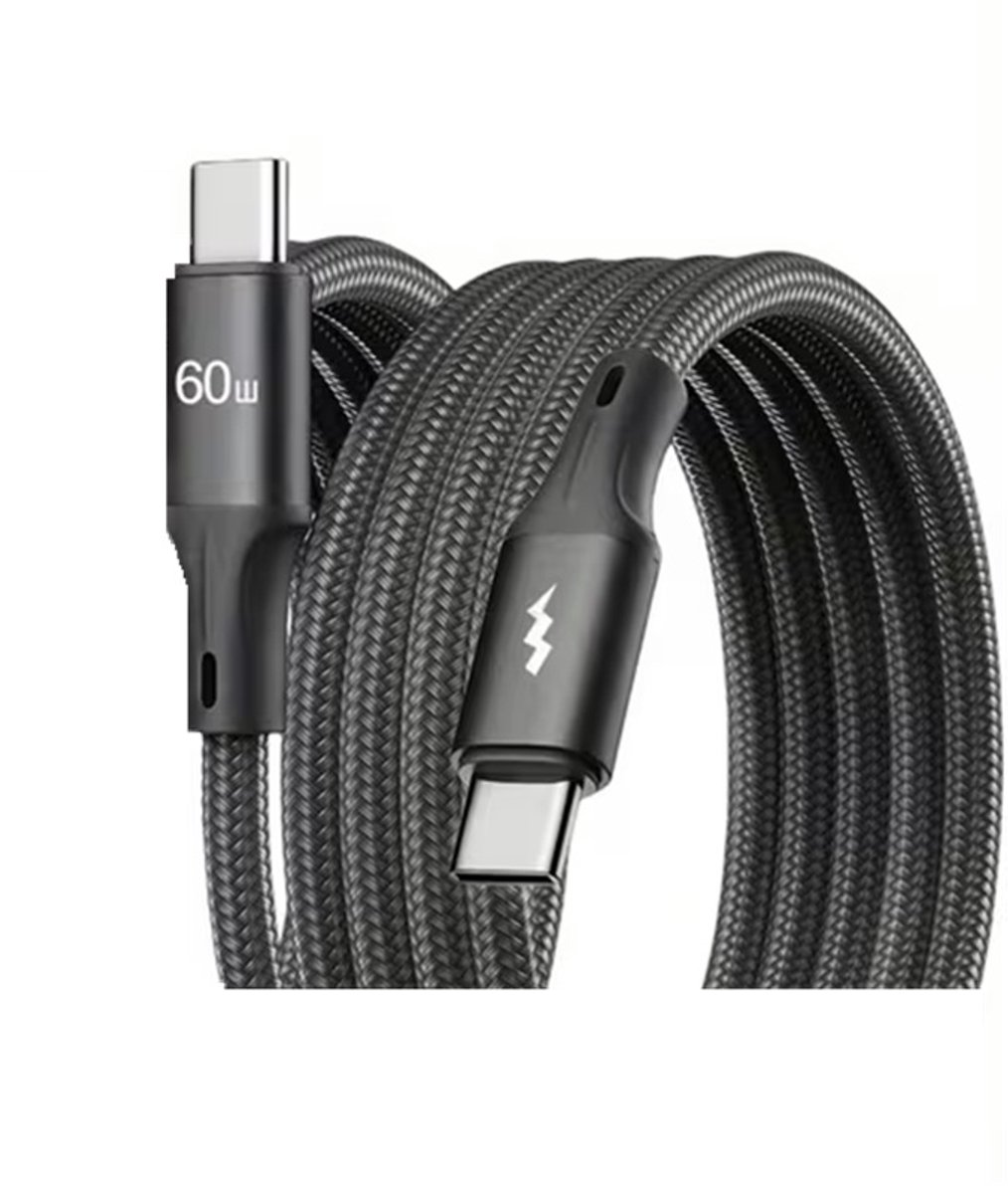 USB-C naar USB-C laad en data kabel ( 2 meter ) Zwart