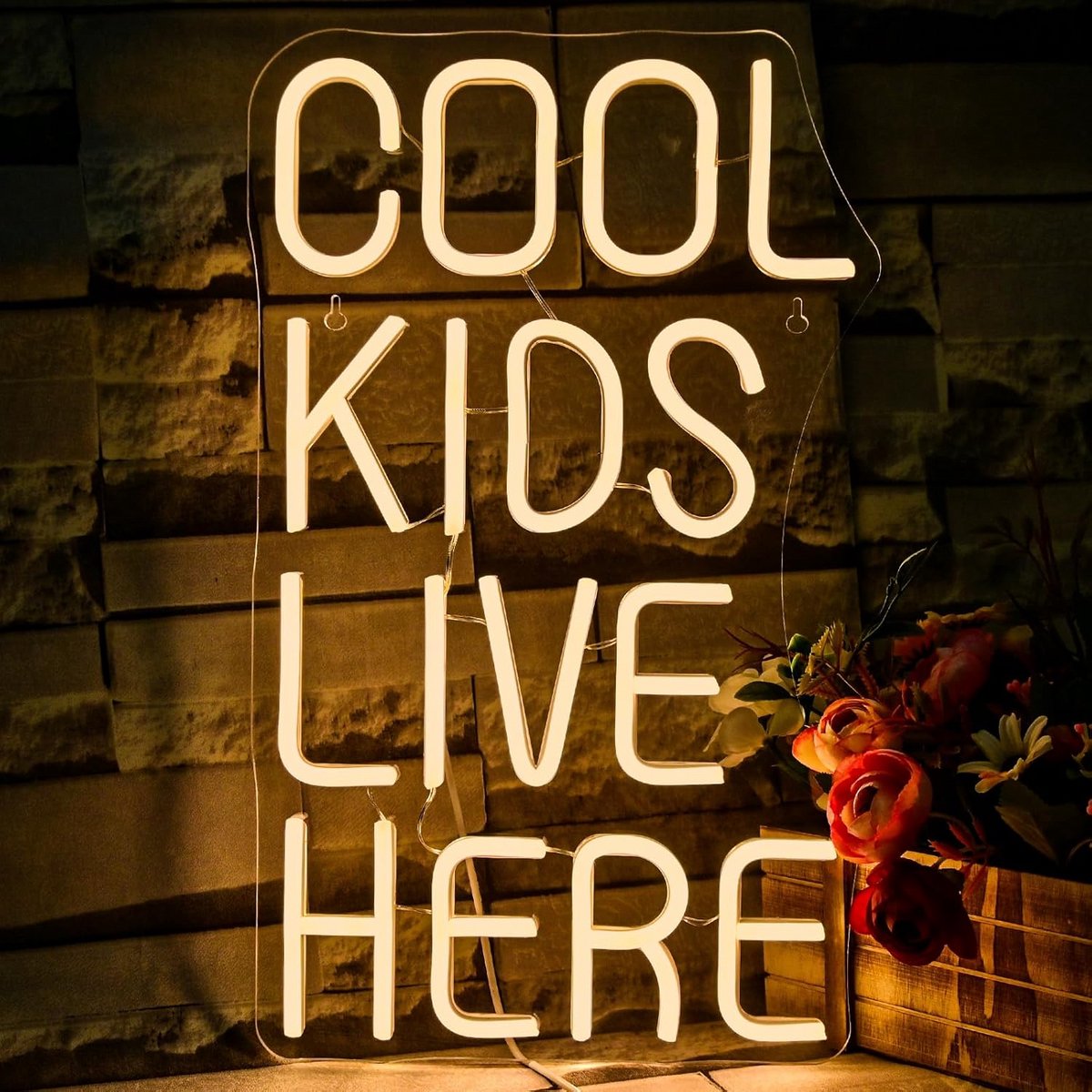 LED Neon Lichtbord 'Cool Kids Live Here' voor Wanddecoratie Slaapkamer en Kinderkamer