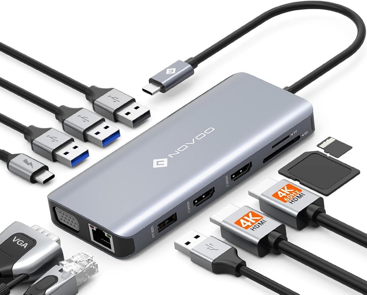 USB-C Dockingstation Hub met 11 Poorten - Uitbreiding voor Laptop en PC