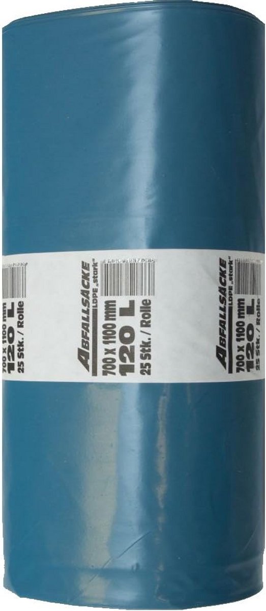 Extra Sterke Vuilniszakken 120 Liter - 25 Stuks Blauw 80my LDPE