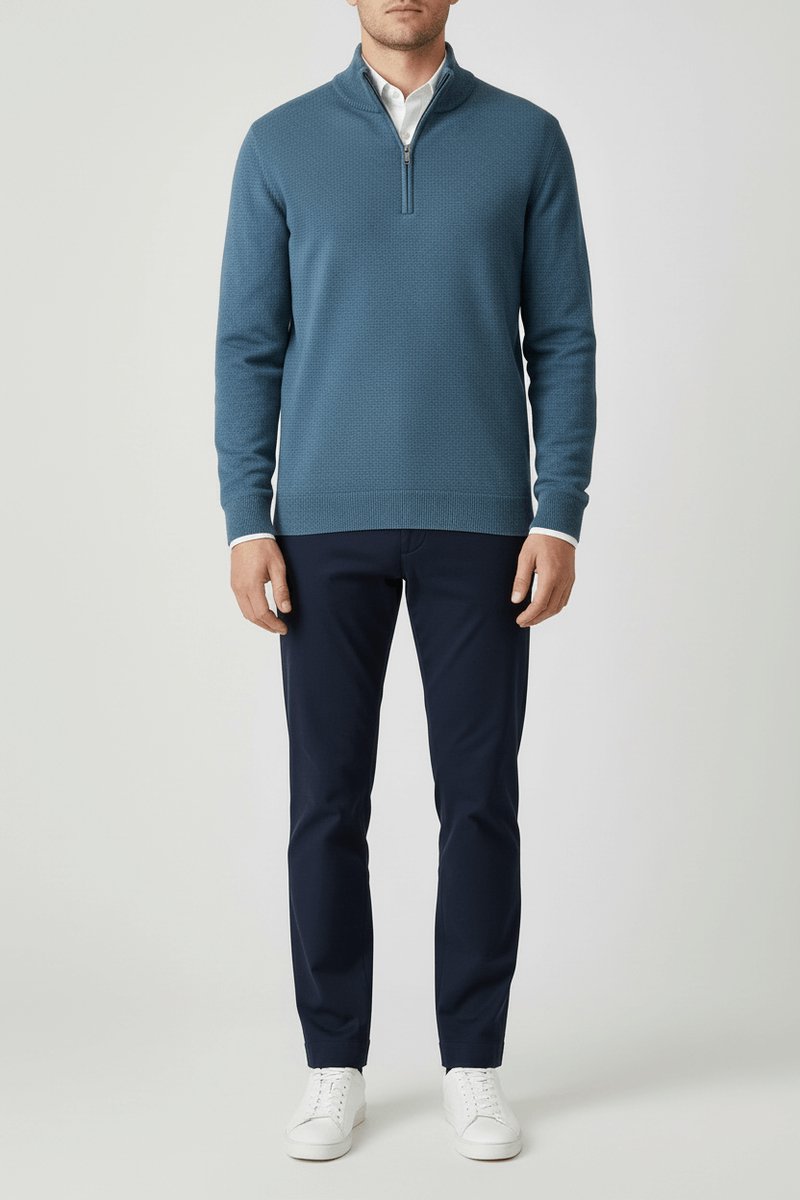 GENTS - Halfzip merinoblend - Polyblend - Blauw - Maat 3XL/3XL