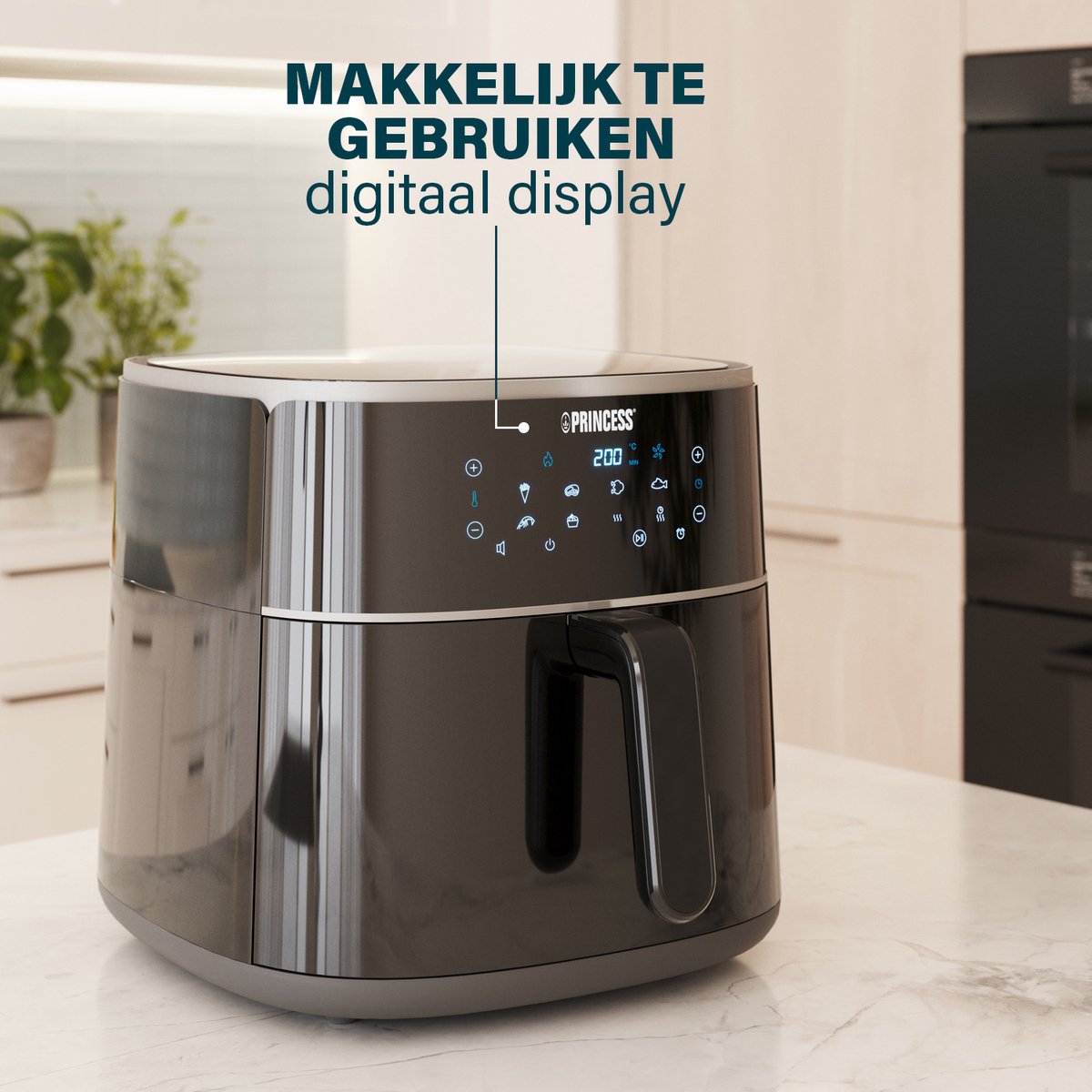 Princess Digitale Airfryer XXL 182254 - 8 liter - Extra Groot - PFAS vrij - Heteluchtfriteuse - Inclusief in hoogte verstelbaar Grillrack - Digital Touchscreen - 8 Automatische Programma's - 1800W - Zwart thumbnail 8