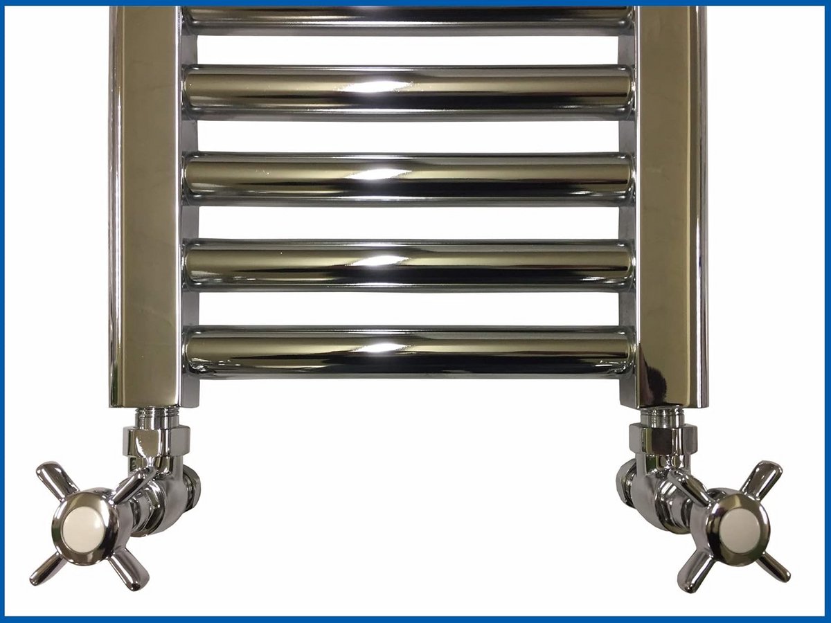 2x Hoek Radiatorkraan Badkamer Chroom Met Kruiskop - 15mm Aansluiting
