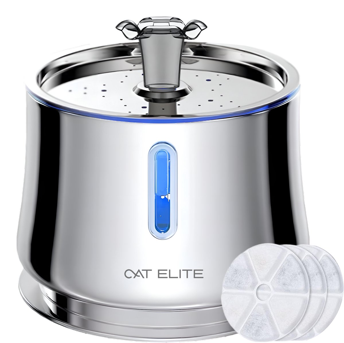 Bol.com CatElite® - RVS Drinkfontein Kat | Mist - Waterdispenser incl. 3 filters - 2.5L Waterfontein Kat - Kattenfontein - Fluis... aanbieding