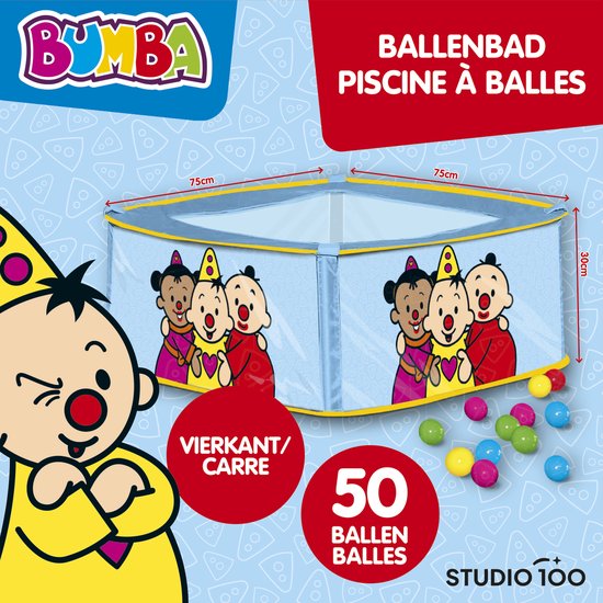 Bumba - Ballenbak - Ballenbad inclusief 50 kleurrijke ballen - Vierkant - Voor binnen en buiten - 75 x 75 x 30 cm van Bumba — afbeelding 3