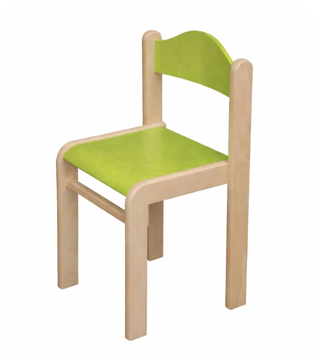 Houten stoel BAMBI - lime - zithoogte 38 cm - stapelbaar - appeltjes groen- Peuterstoeltje voor kinderen - Peuterstoel voor kinderopvang of school - Kinderstoelen - houten stoeltje