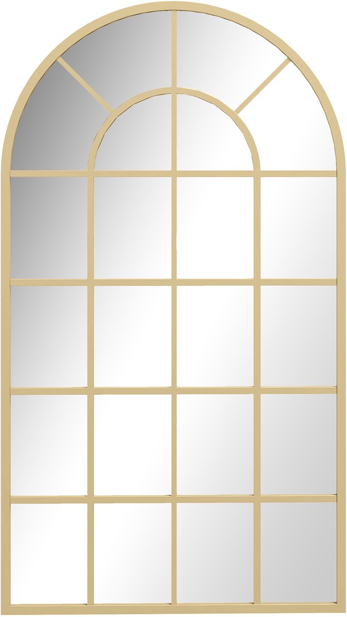 Gouden Wandspiegel In Raamdesign – Grote Halspiegel Met Metalen Frame, 110 x 65 cm