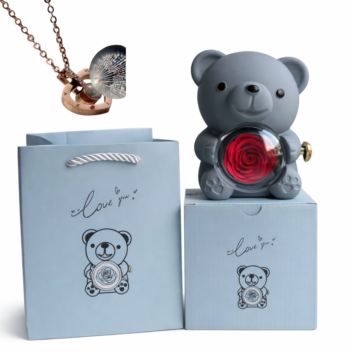 Valentijn Sieradenset met Teddybeer en Ketting – Nina’s Giftshop® – Liefdescadeau met Verborgen Boodschap - Cadeau voor Vrouw