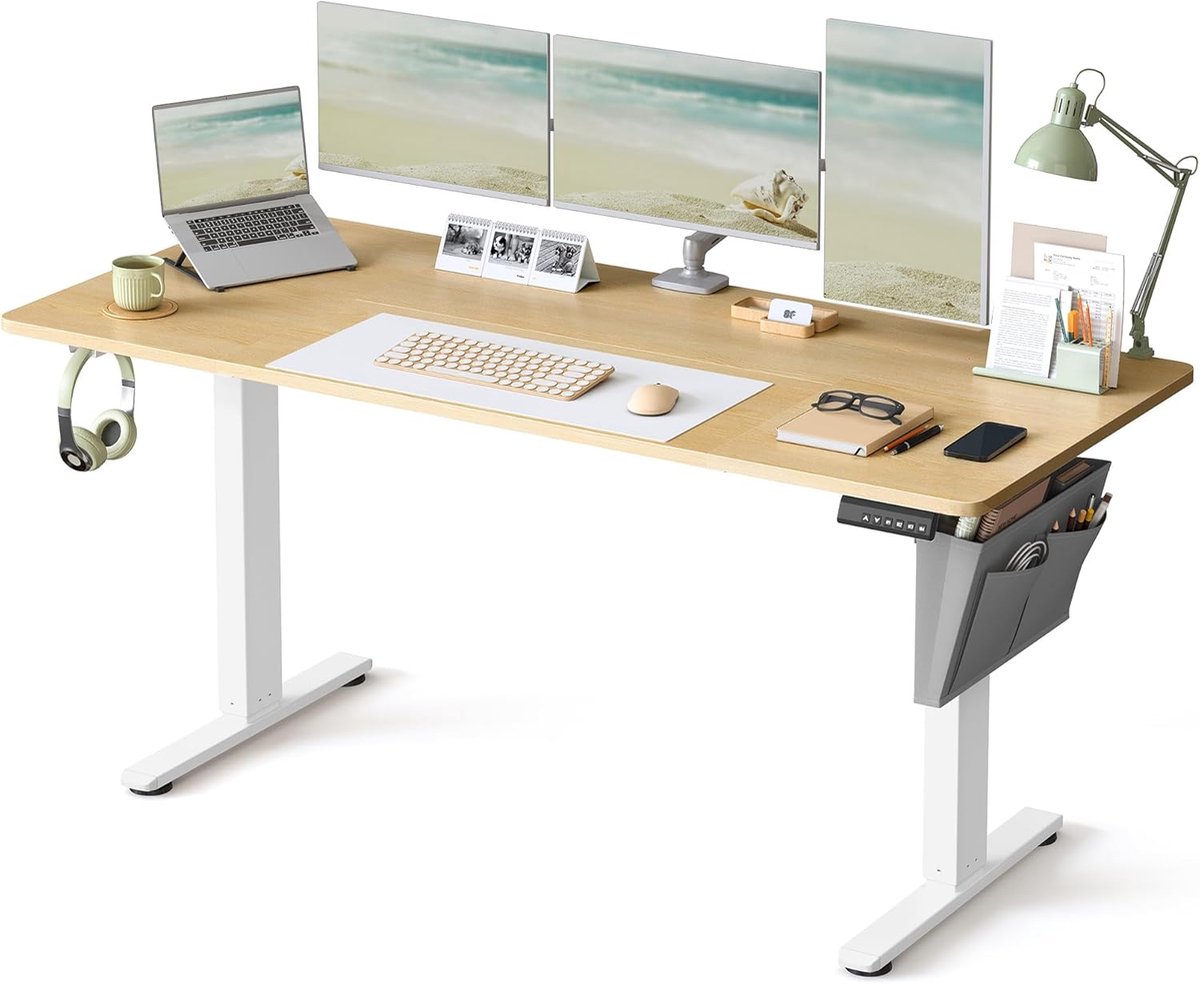 SONGMICS Elektrisch in hoogte verstelbaar bureau, 160 x 70 x ... - Bol