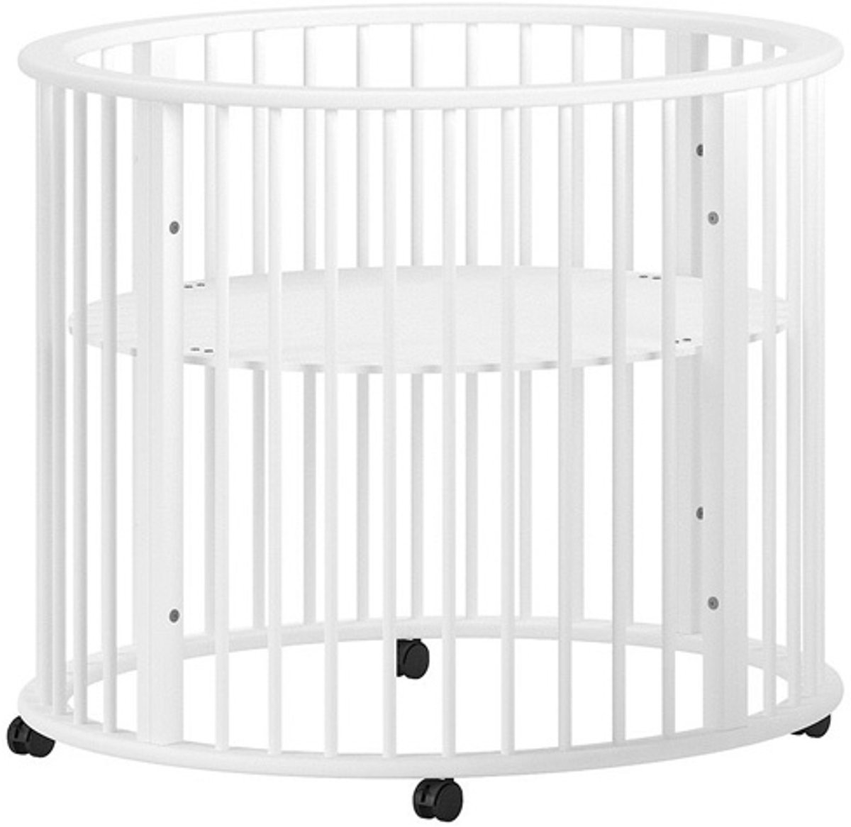 Babypark Dino - Ø90cm - Verstelbaar - Wit Beukenhout - Vipack - Park - Wit - Hout Eenpersoons Normaal Bed