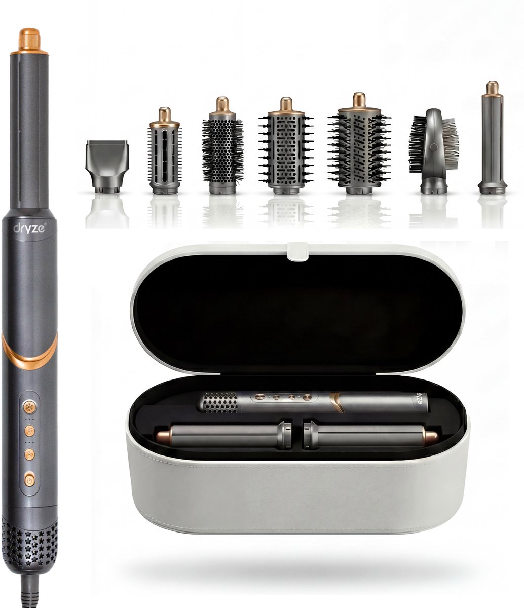 Dryze® ProFlex Airstyler - 8 in 1 Multistyler - Föhnborstel - Krultang - Krulborstel - Stijlborstel - Hairwrap - Föhn - Incl Coldshot + Opbergcase
