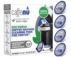 Caffenu Reinigingscups voor Nespresso Vertuo - 4 Reinigingscapsules - Koffiemachine Reiniger - Verbetert Smaak & Levensduur Koffiezetapparaat