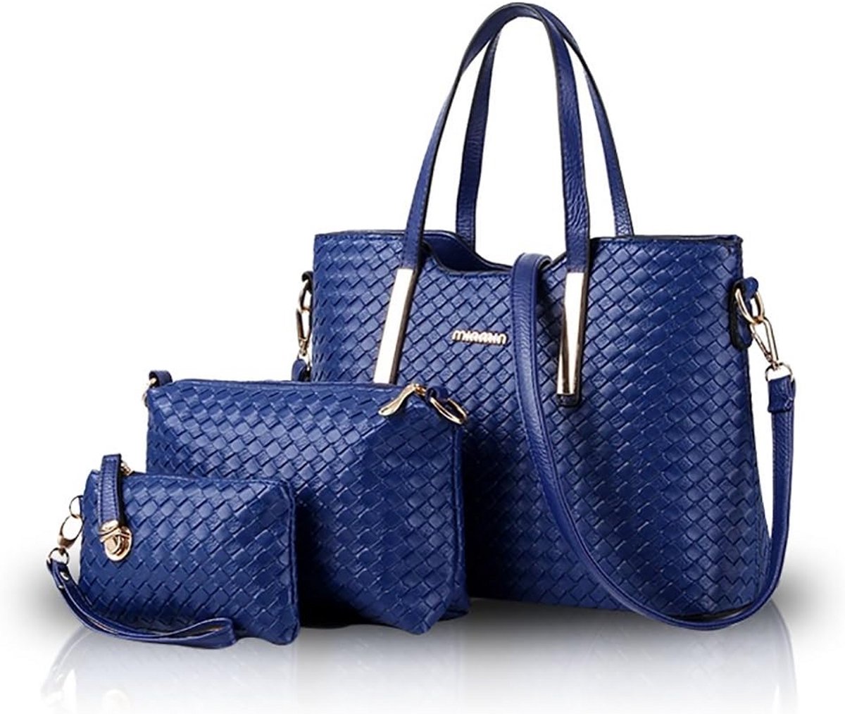 Dames Handbag Set 3-delig: Schoudertas, Shopper en Crossbody Tas - Stijlvol Blauw