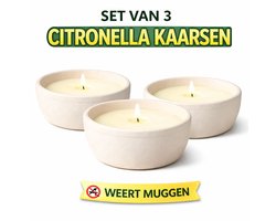 Spaas Citronella Kaarsen Set van 3 – Weert Muggen – Keramisch Schaaltje – 13 Uur Brandtijd – 11 x 11 cm