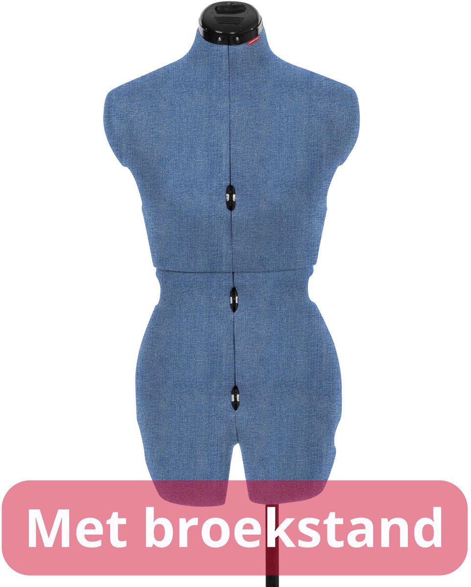 Lewenstein Paspop Isa B Dark Denim - Verstelbare Paspop - Pinbaar - Met broekstand en rokmeter - Traploos verstelbare rug - Maat 40 t/m 48