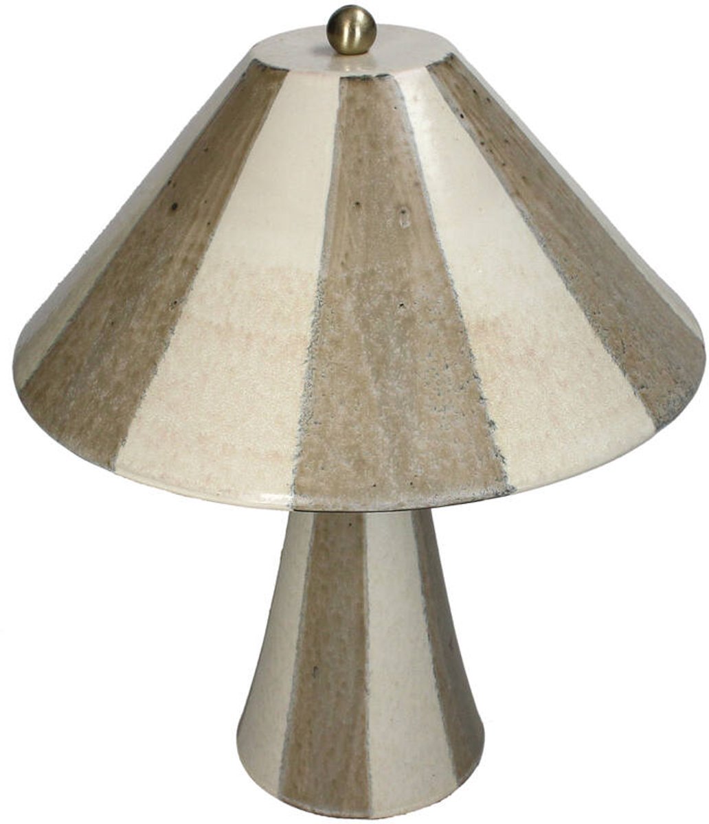 Tafellamp Strepen Grijs Stoneware 29x29x35cm