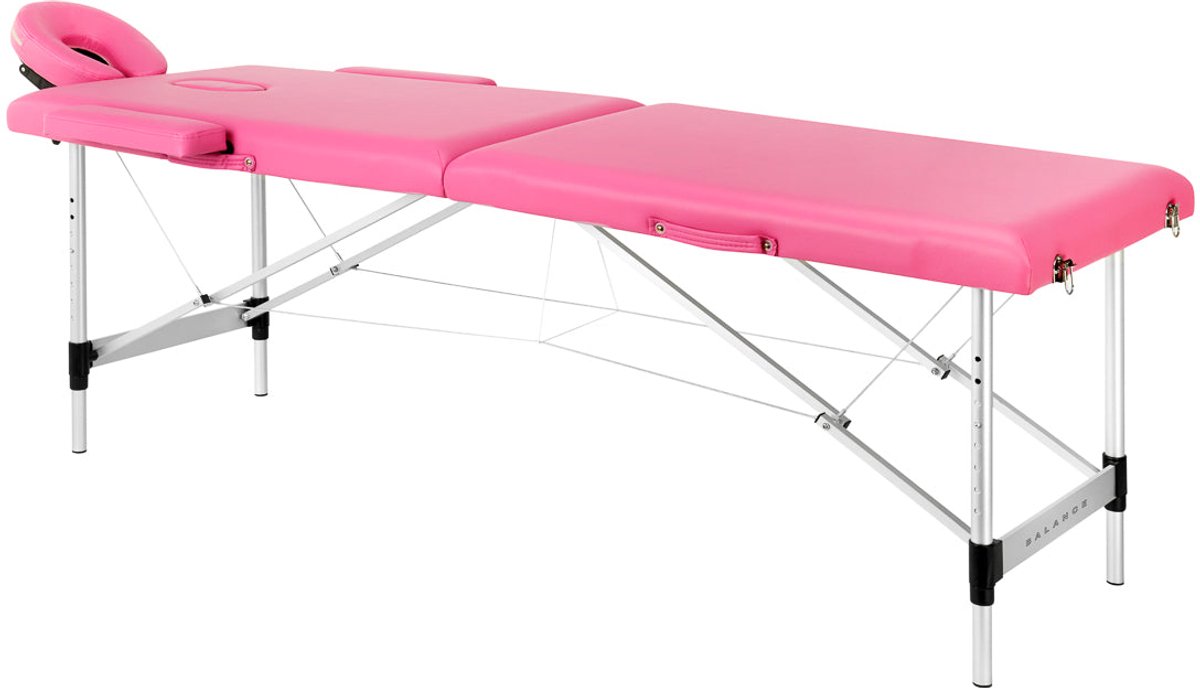 Balance Opklapbare Massagetafel Aluminium 2-Delig Roze – Lichtgewicht – Verstelbaar – Inclusief Draagtas