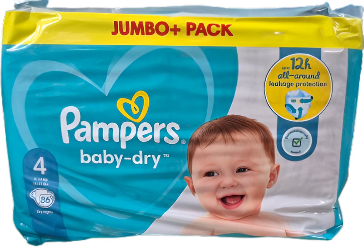 Pampers Baby-Dry Luiers - Maat 4 - 9 tot 14kg -86 stuks