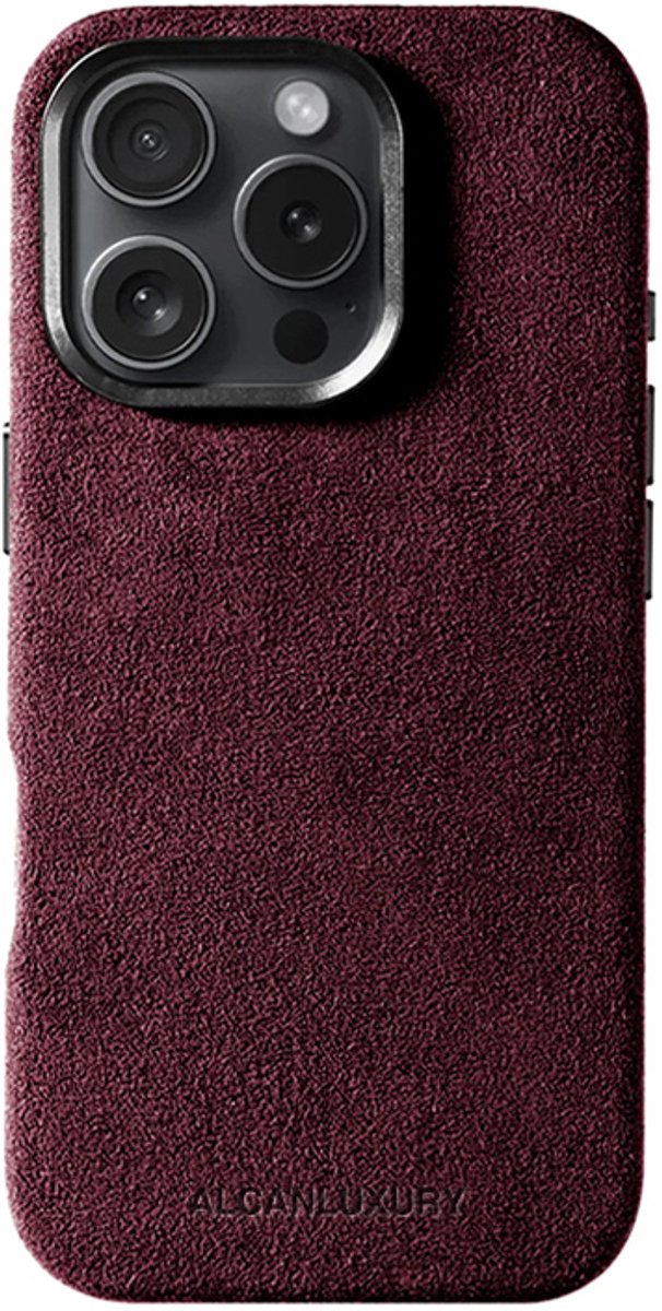 Alcanluxury Alcantara telefoonhoesje geschikt voor Apple iPhone 16 Pro Max - Wine Red