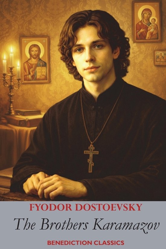 Een jonge man met krullend bruin haar, gekleed in een zwarte priesterlijke outfit met een kruisje om zijn nek. Achter hem hangen orthodoxe iconen.