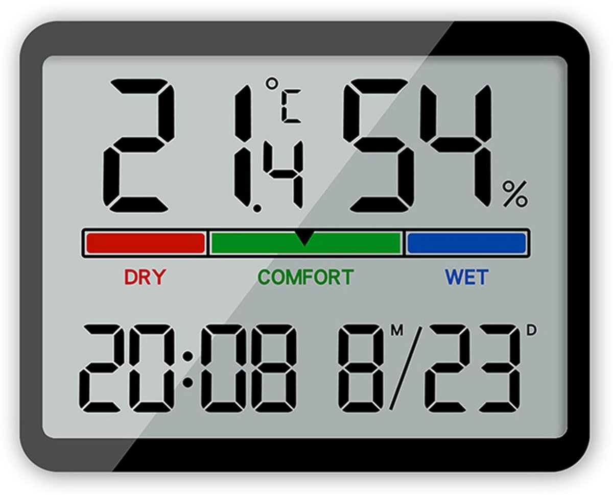 Digitale Hygrometer en Binnenthermometer met LCD-Display en Klok