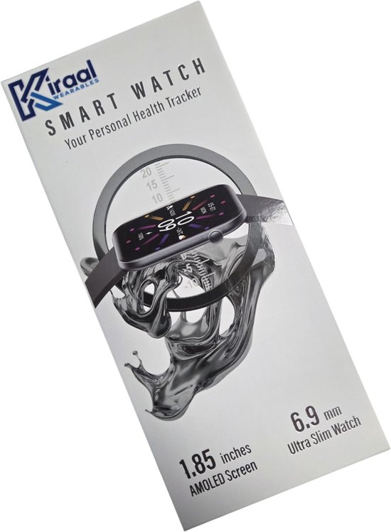 Kiraal Aura AMOLED Smartwatch voor Dames – 4 Bandjes (RVS, Nylon & 2x Siliconen) – Hartslagmeter – Stappenteller – Slaapmonitor – Multisport – Compatibel met Android & iOS – Zilver en Wit
