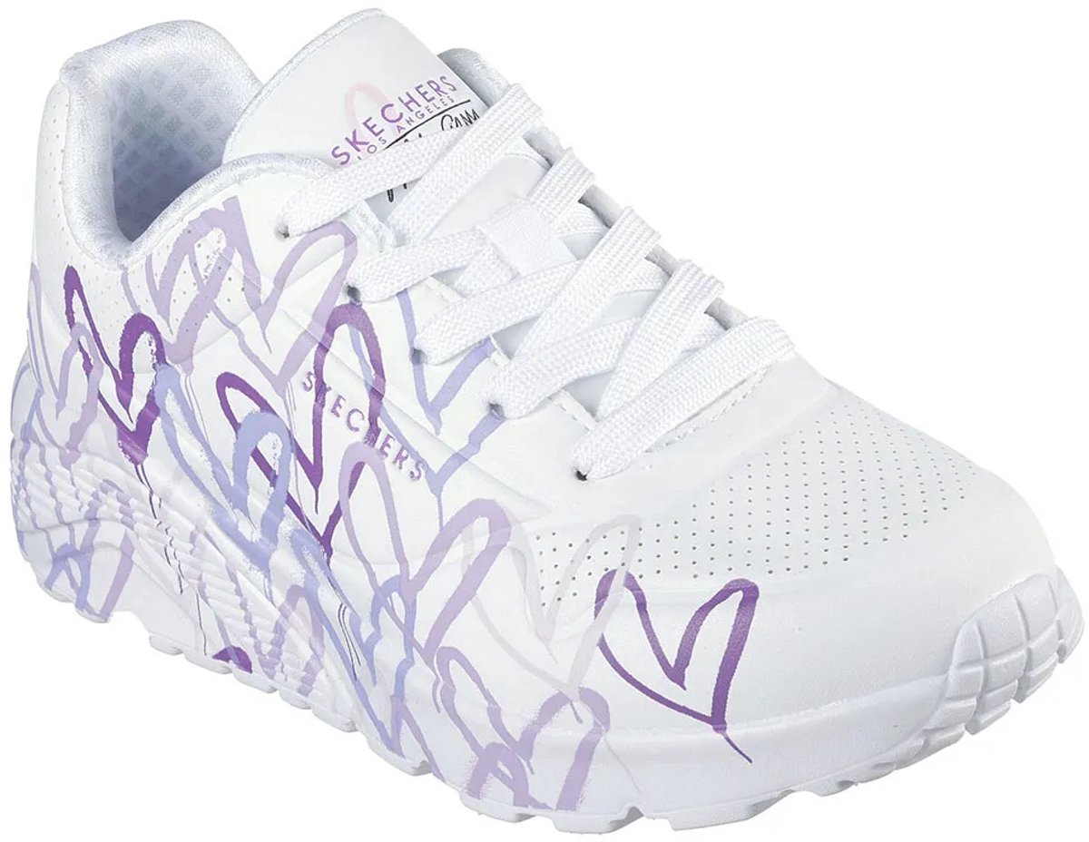 Skechers Uno Lite Spread The Love White Synthetic / Light Purple Trim