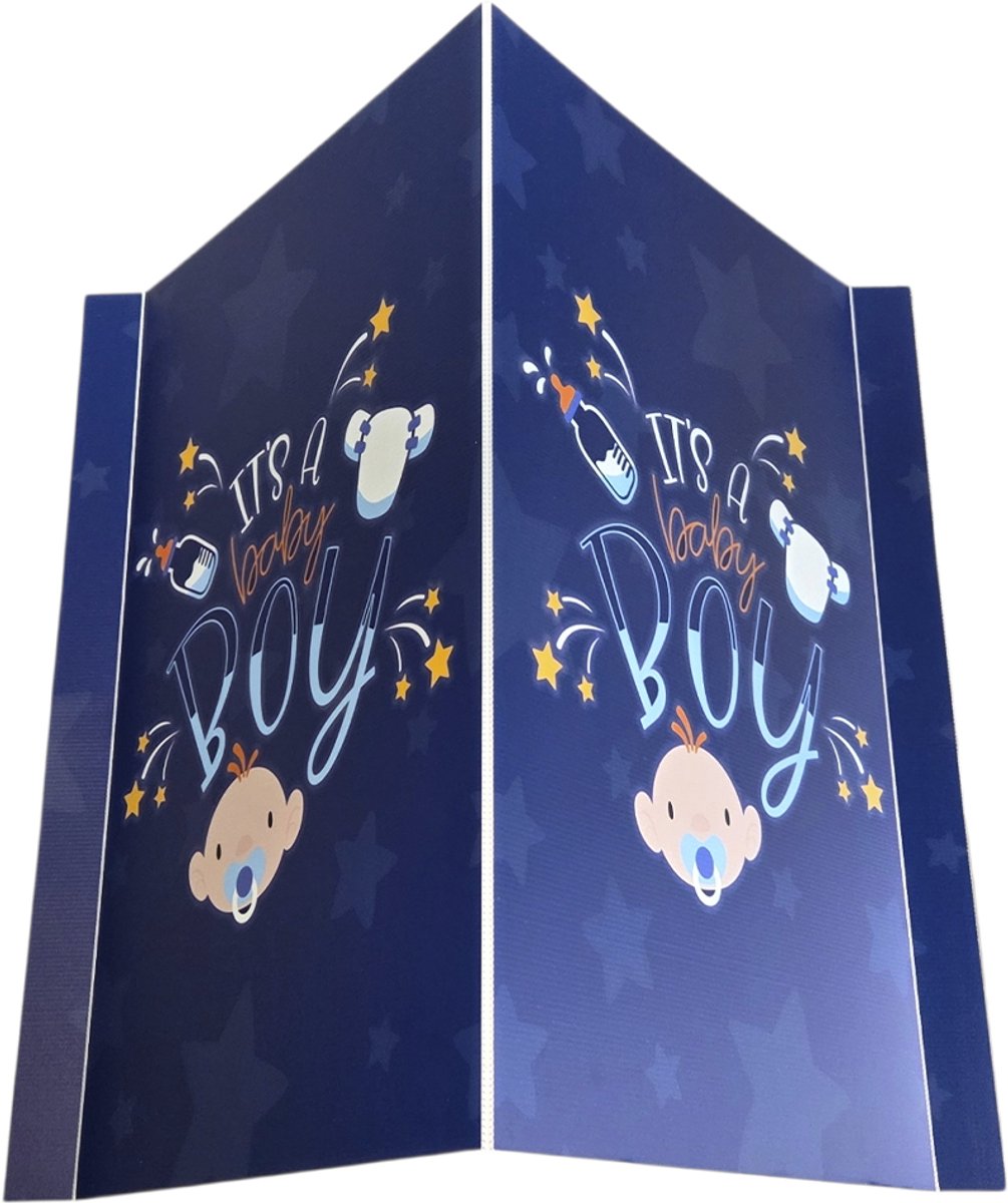 Geboortebord/ Raambord/ babybord | "It's a boy!" | 100 x 70 cm | Het is een jongen | Baby | Geboorte | Aankondiging | Kanaalplaat | V-bord | Inclusief sterke dubbelzijdige tape | 1 stuk