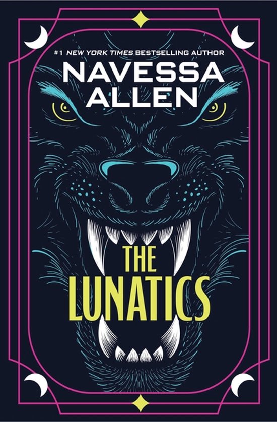 Boek "The Lunatics" door Navessa Allen met een illustratie van een grommende wolf met felle ogen.