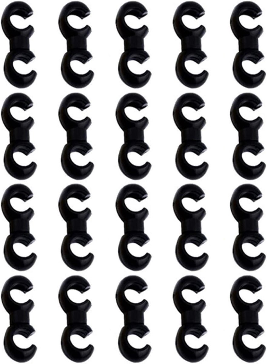 Fietskabel clips voor remkabels - Set van 20 stuks in zwart - Handige S-haakclips