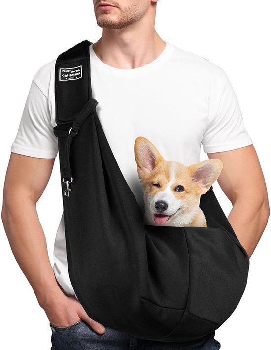 Kraftverdia - Honden Draagtas - Kleine Dieren - Honden Draagzak - Puppy Schoudertas - Hondendraagtas - Verstelbare - Dierendraagtas - Reistas Kat - Huisdieren Reistas - Hondentas tot 15 kg - Geschikt voor Reizen of Spelen - Zwart