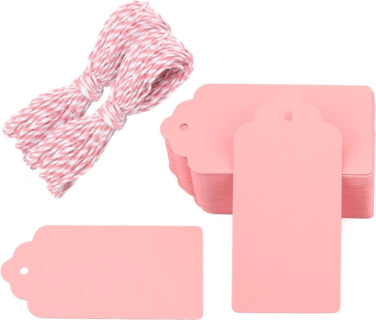 Kraftpapier etiketten 300 g/m² - cadeauhanger labels - 5 cm x 10 cm - set van 50 - decoratie labels met koord