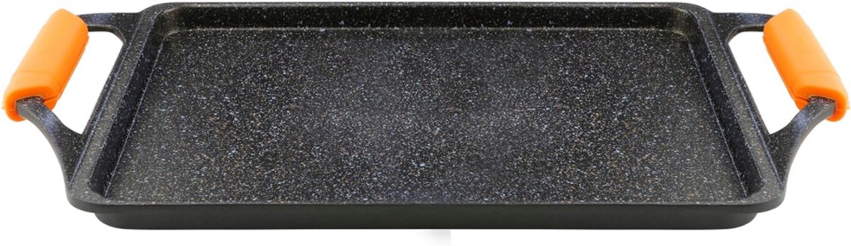 SNJY® Grillplaat Inductie - Bakplaat Inductie - Grill Apparaat - Aluminium Pan - 37 x 25 cm - Zwart