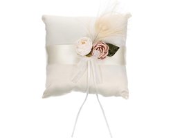 Satijnen trouwringkussen met bloemendesign voor huwelijksceremonie - veilige presentatie voor trouwringen en sieraden