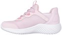 Roze Skechers Slip-ins sneaker met witte zool, kijkend vanaf de zijkant.