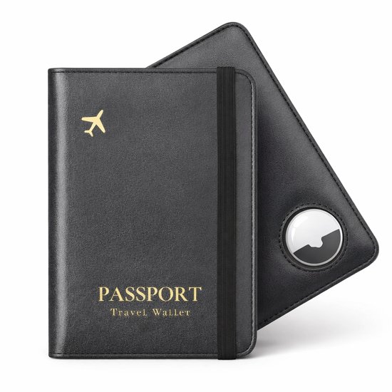 GoldStandard - Étui à Passeport - Porte-Passeport - Passport Cover - Housse à Passeport - Protection RFID - Compatible avec Apple AirTag - Cuir Végan