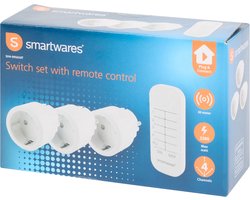 Smartwares Schakelset met afstandsbediening - 3 mini schakelaars met 4-kanaals afstandsbediening - 2300 W