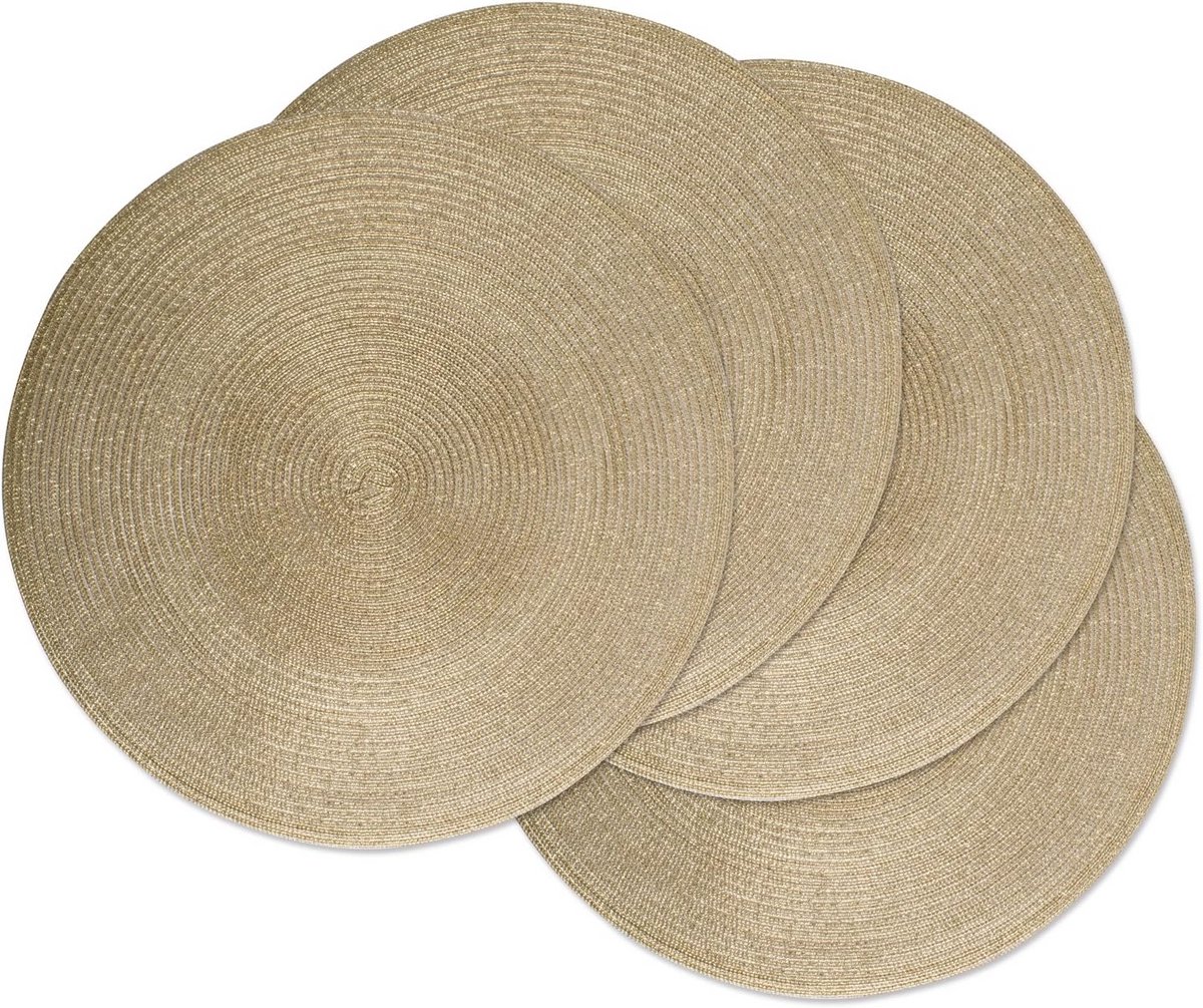 Set van 4 Ronde Gevlochten Placemats Champagne Goud - Hittebestendig Tafelbescherming