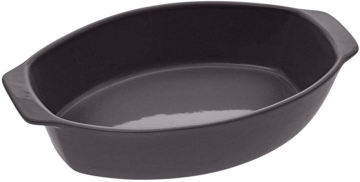 Ovale keramische ovenschaal grijs 39 x 24 cm