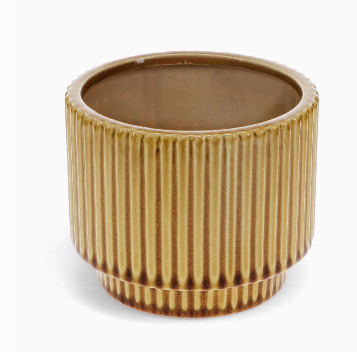 Ridged plant pot - Mustard | De Woonbiotoop