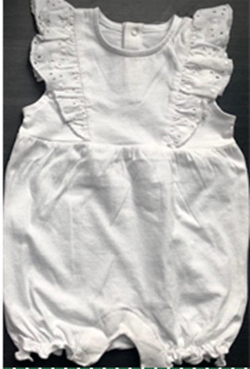 Baby pakje - kort model - mouwloos met broderie - biologisch katoen - meisjes - maat 50/56
