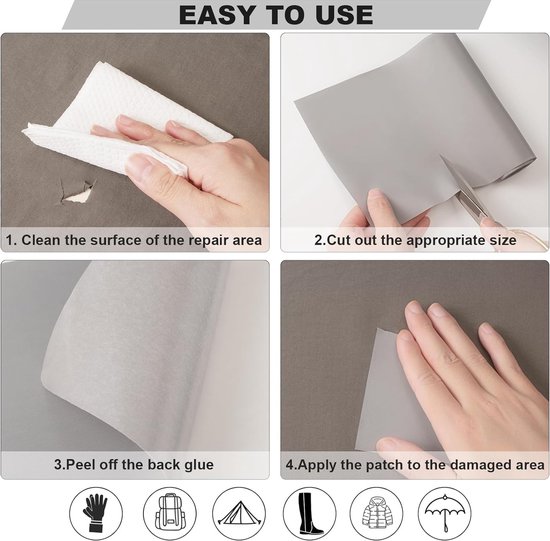 Dikke Nylon Reparatie Patches 20x15cm - 8 Stuks - Waterdicht en Zelfklevend voor Tenten, Donsjacks, Slaapzakken en Meer van Merkloos — afbeelding 2