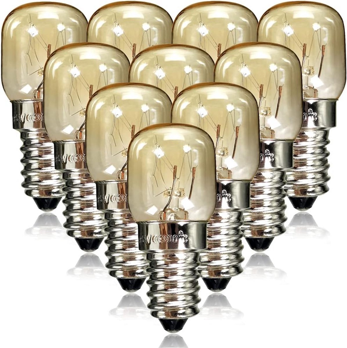 E14 Pygme Lamp - 10 Stuks, Vernikkeld Schroef Fitting, Geschikt voor Magnetron en Oven tot 300 Graden