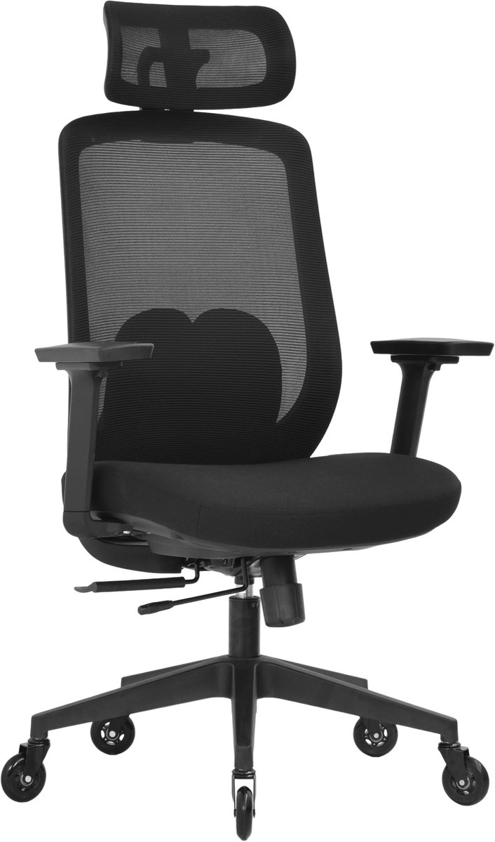 OfficeSense OS210 Ergonomische Bureaustoel – Mesh Office Chair met 3D Armleuningen – Bureaustoelen voor Volwassenen – Zwart