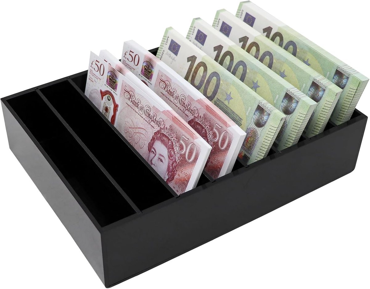 Geld Organizer - Zwarte Acryl Geldhouder met 8 Compartimenten voor Contant Geld