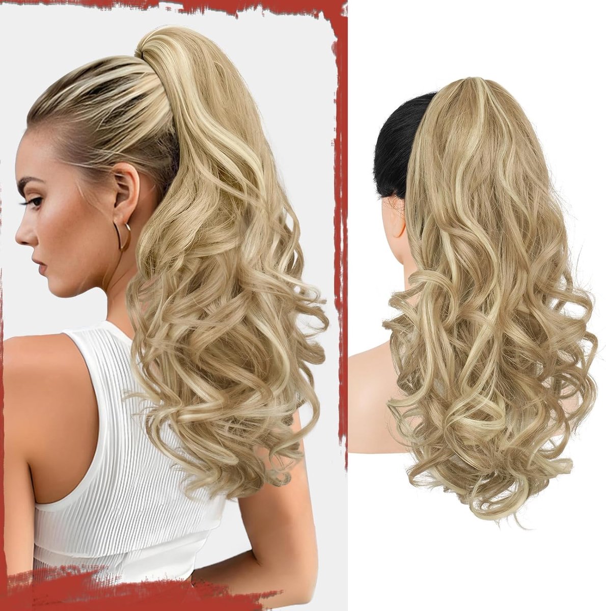 Paardenstaart Haarverlenging 43 cm Krullend Clip-in Synthetische Extensions