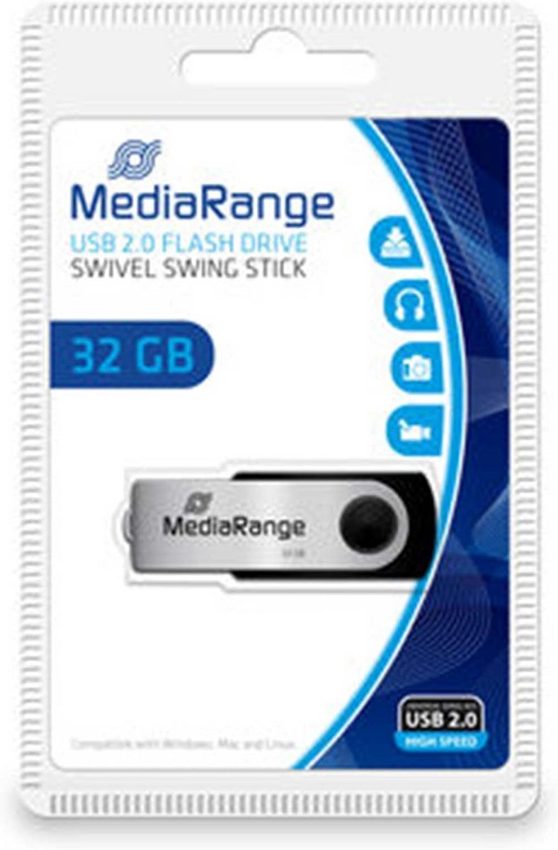 USB-flashstation 32 GB in Zwart-Zilver - Geheugenstick met Draaikop