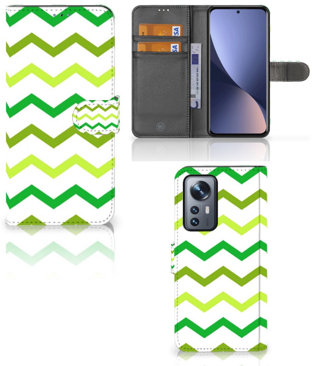 Xiaomi 12 Pro Telefoon Hoesje Zigzag Groen