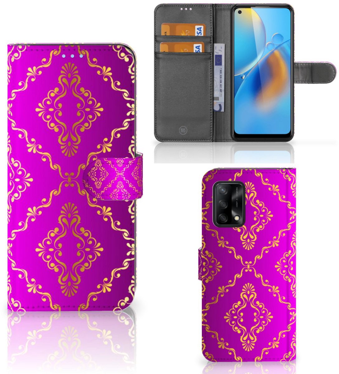 Wallet Case OPPO A74 4G Barok Roze