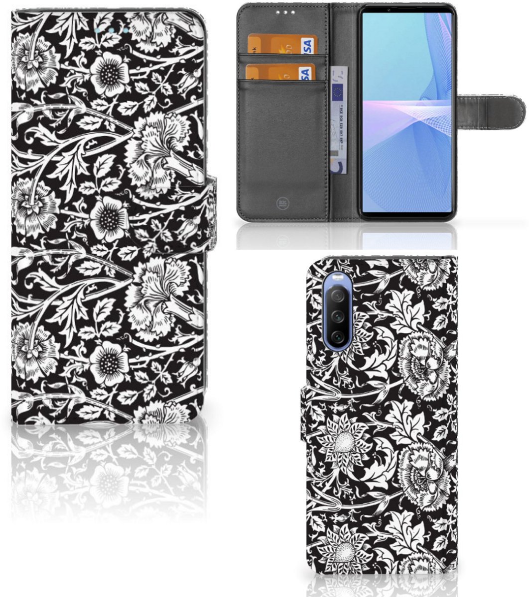 Sony Xperia 10 III Hoesje Black Flowers